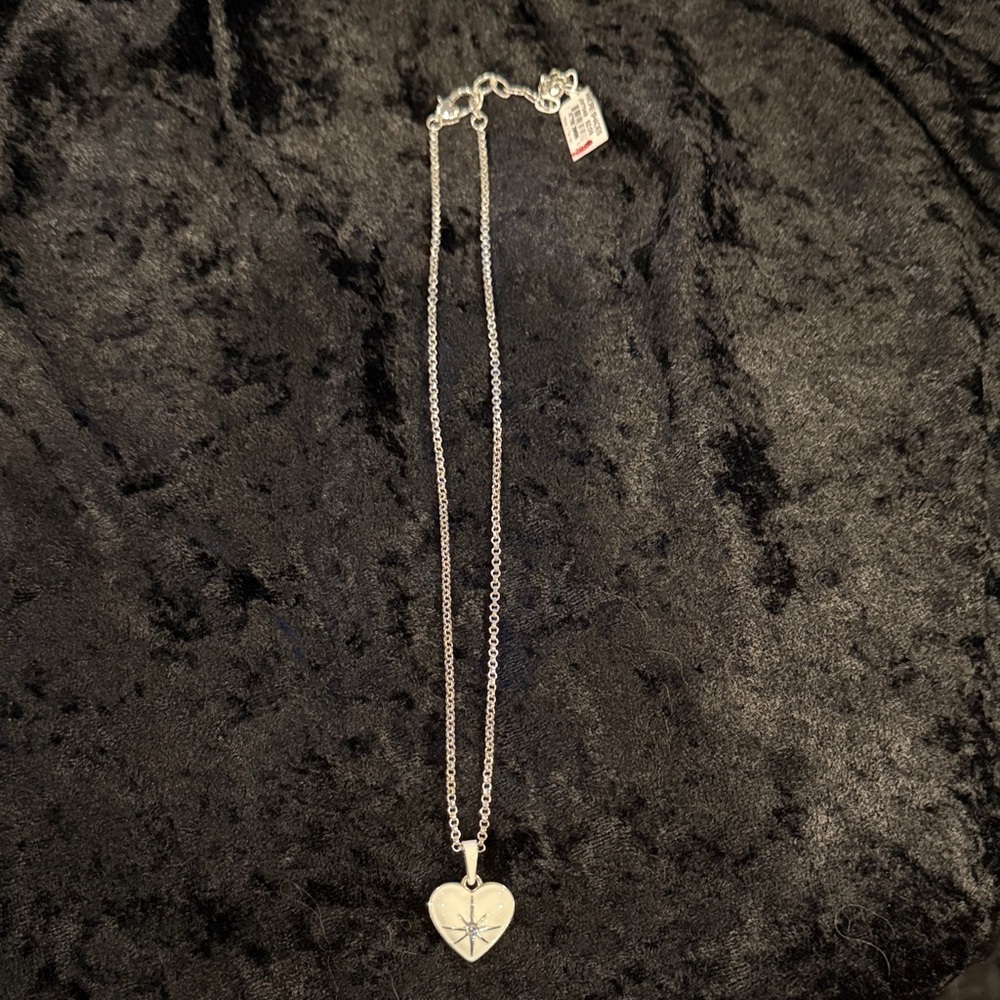 Brighton Amore Shades Heart Necklace with White Enameled Starburst Accent